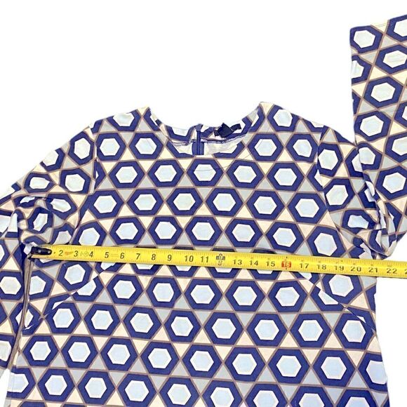 H&M Navy Blue long Sleeved Hexagon Cotton Casual Dress Women’s Size Large - Picture 3 of 8